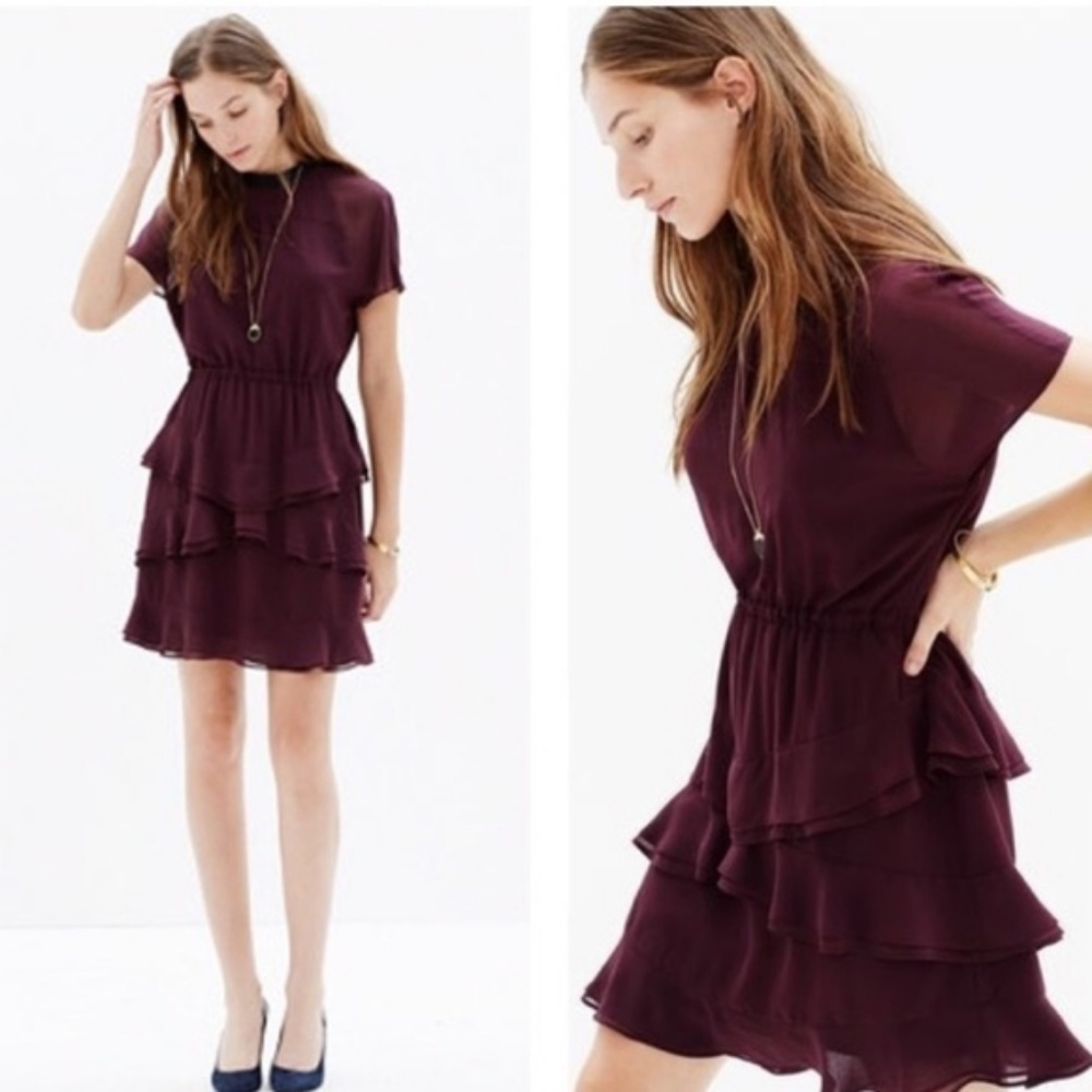 Madewell Radient Plum Dress 100% Silk Sz 10